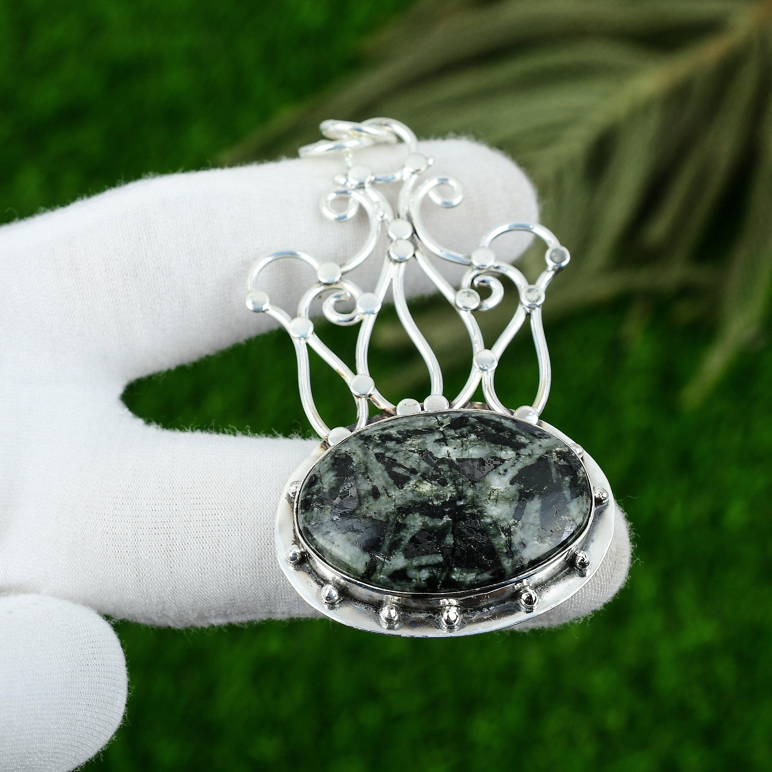 

925 Sterling Silver Star Galaxy Gemstone Sister Unique Bezel Trendy Boho Pendant