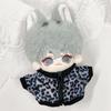 Leopard print jacket, 10cm plush doll outfit, black. Perfect for mascots, idols, K-pop dolls, and other fan activities. [Used]