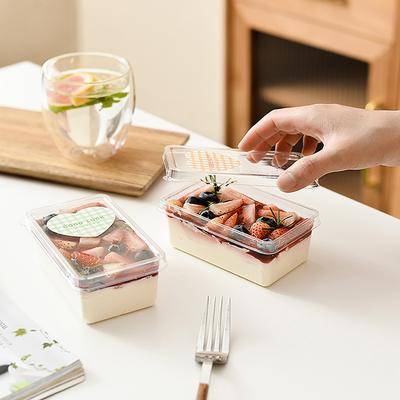 10 Stück Transparente Dessertboxen mit Deckeln Kunststoff Klappdeckel zum Mitnehmen Behälter Lebensmittelverpackungsboxen für Kuchen Kekse Salat Essen