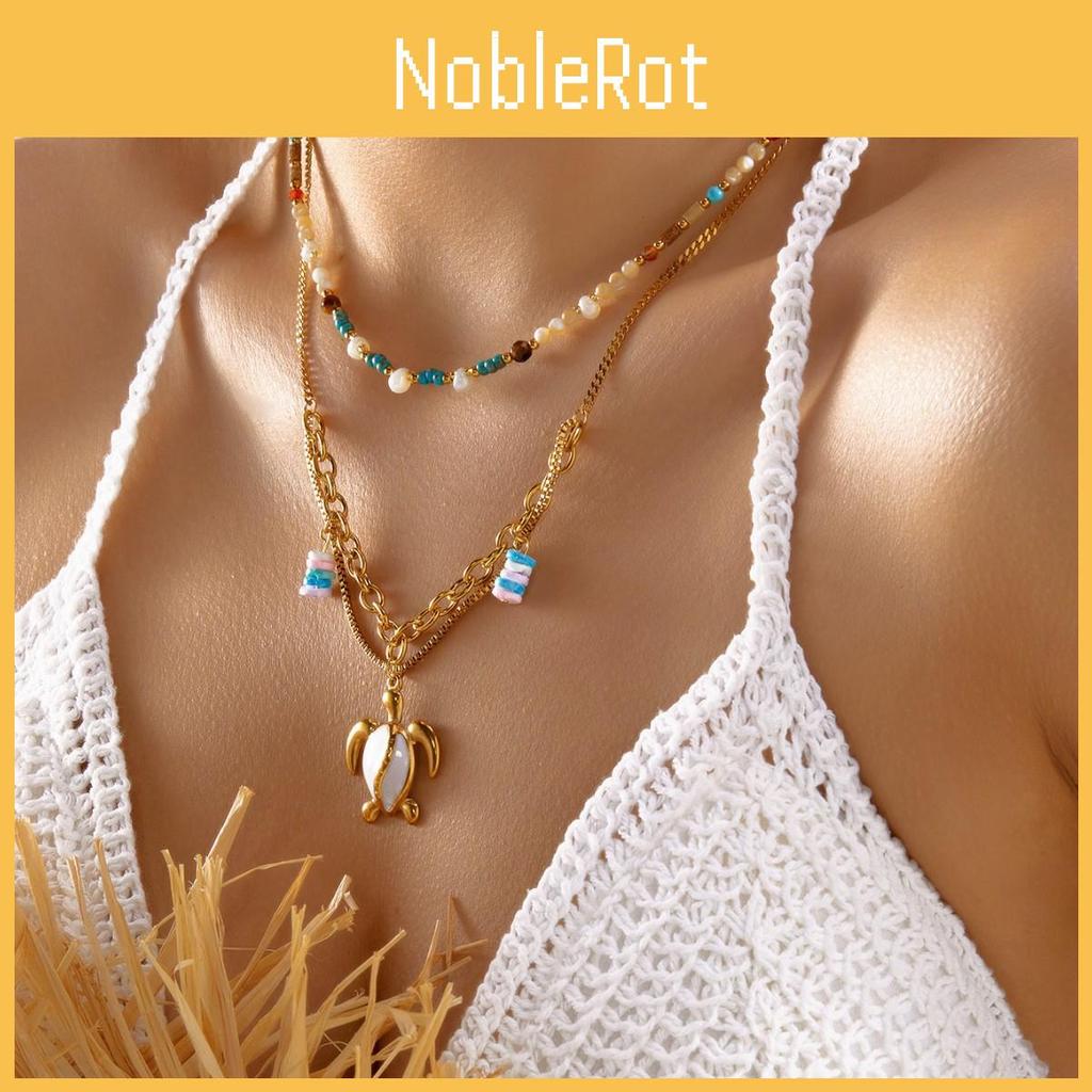 Summer Vacation Style Multilayer Stainless Steel Butterfly Sun Pendant Necklace For Women