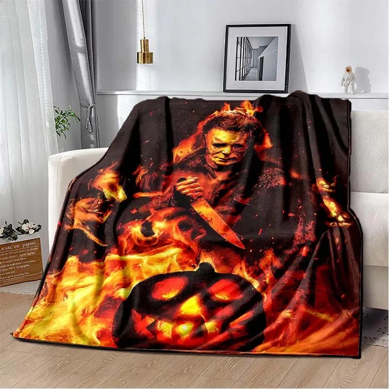 Horror movie character M-Michael Myers Halloween Home Bed Blanket Comfortable Portable Bedroom Sofa Picnic Blanket Gift