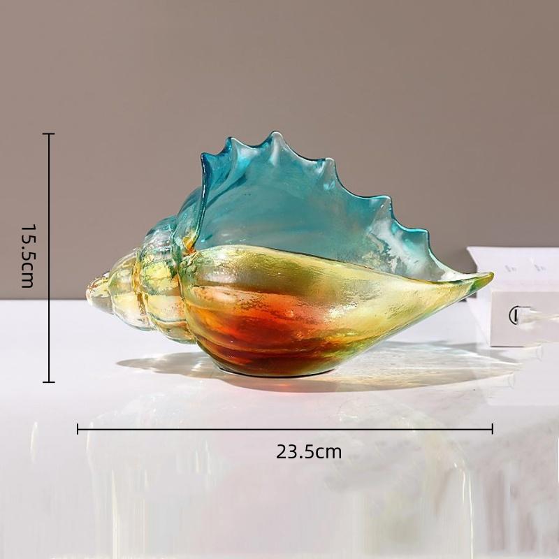 

Creative Colorful Conch Glass Handicrafts Key Tray Desktop Storage Container Shell Figurines Home Decoration Accessories