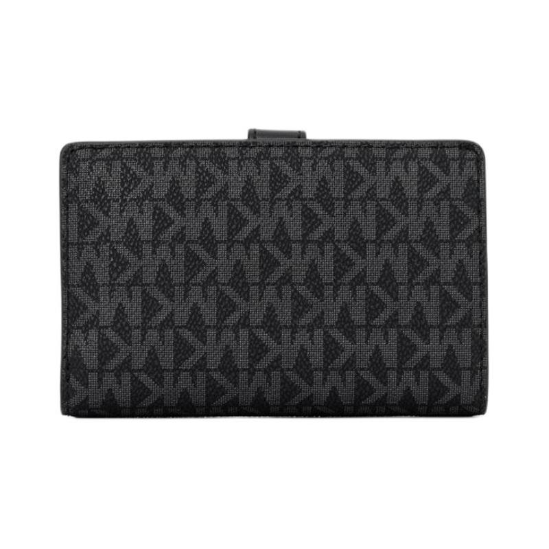 Michael Kors Greenwich Logo Coated Canvas Wallet Medium Women's Black