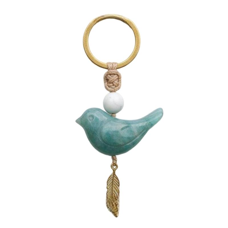 

Amazonite Bird Keychain,Natrual Crystal Bird Keychain Car Hanging Ornament,Rear View Mirror Accessories,Home Decors 1