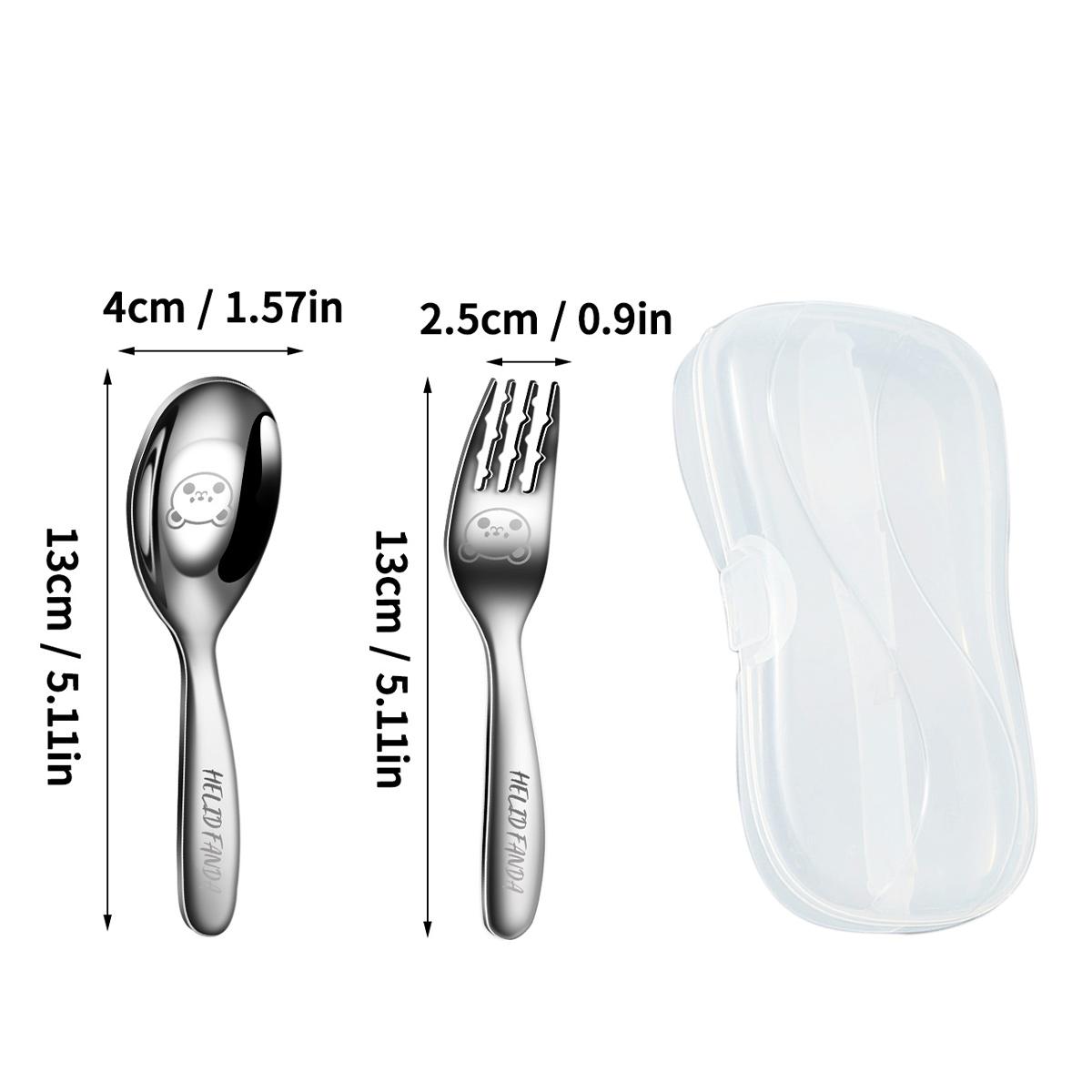 

WORTHBUY Набор столовых приборов из нержавеющей стали 316 с пластиковым контейнером для хранения, портативная милая мини-ложка и вилка для детей, кухонная посуда