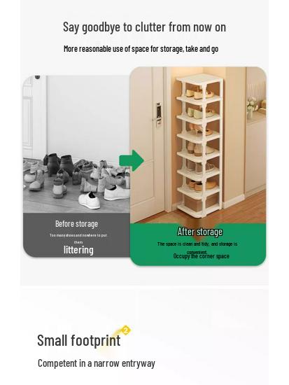 Multi-layer Shoe Rack for Narrow Entrances - Compact Indoor Storage for Dorms & Rental Homes