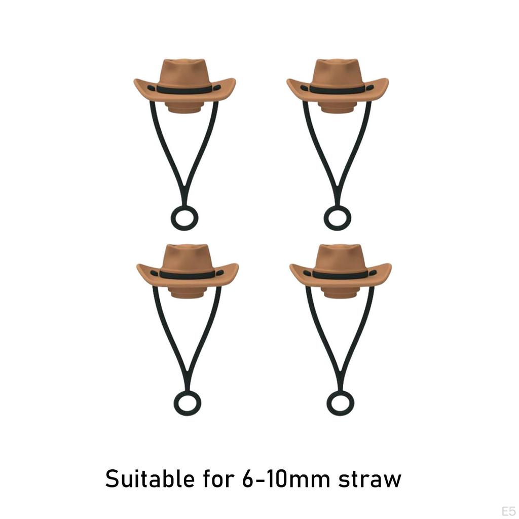 4 Pieces Cowboy Hat Cover Cap for 6mm-10mm, Cowgirl Silicone Topper Protector Lid, Cute Funny