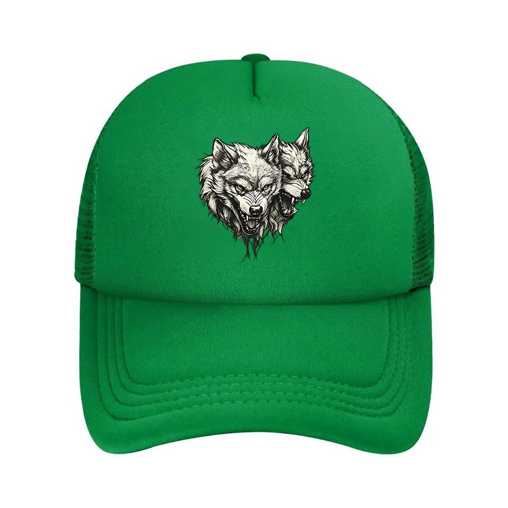 Unisexs Urban Streetwear with Cool Wolf Pattern Design Adjustable Snapback Flat Brim HighQuality Mesh Baseball Cap