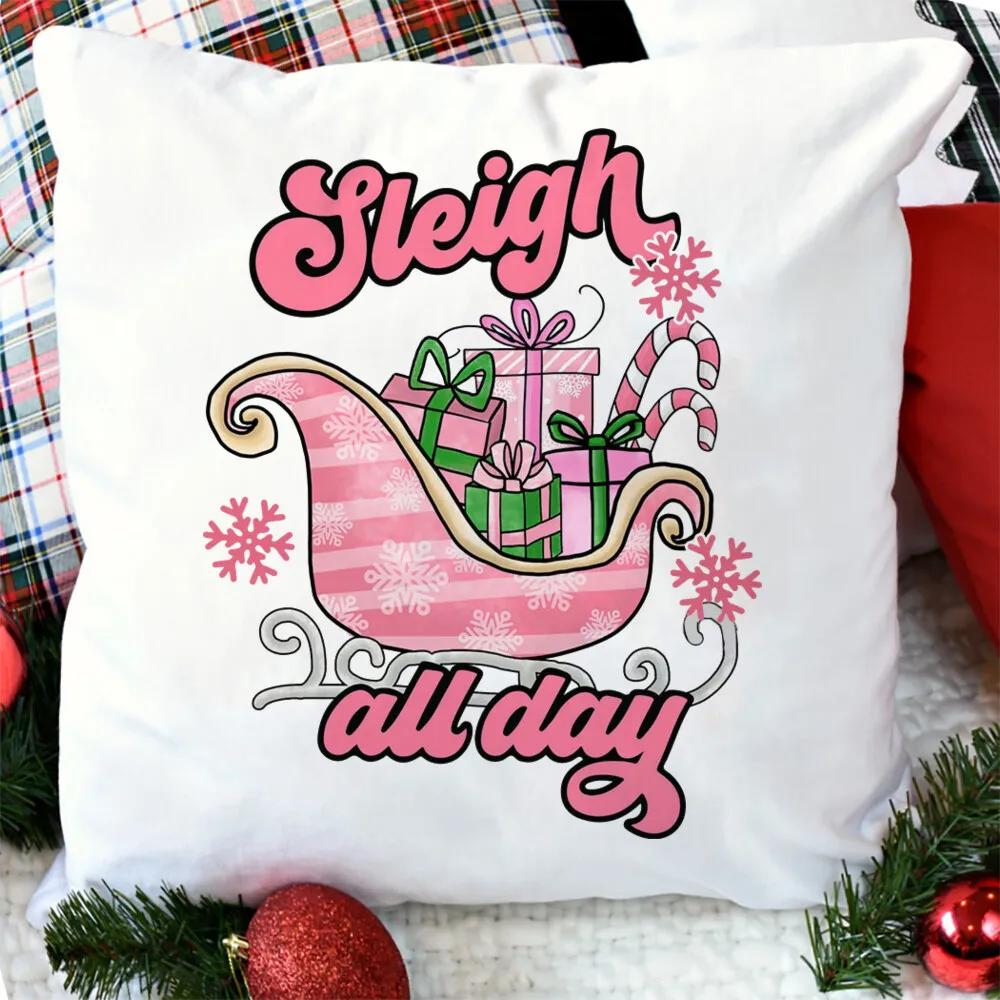 merry christmas printed Pillow Case christmas derco Pillow Dust Cover Bedroom Kids pink xmas Party Decoration Pillowcase gifts