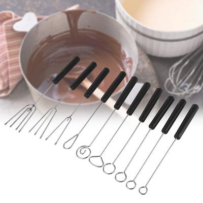 Set mit 10 Schokoladen-Dippgabeln, Backzubehör, Dippgabeln aus lebensmittelechtem Edelstahl für Pralinen und