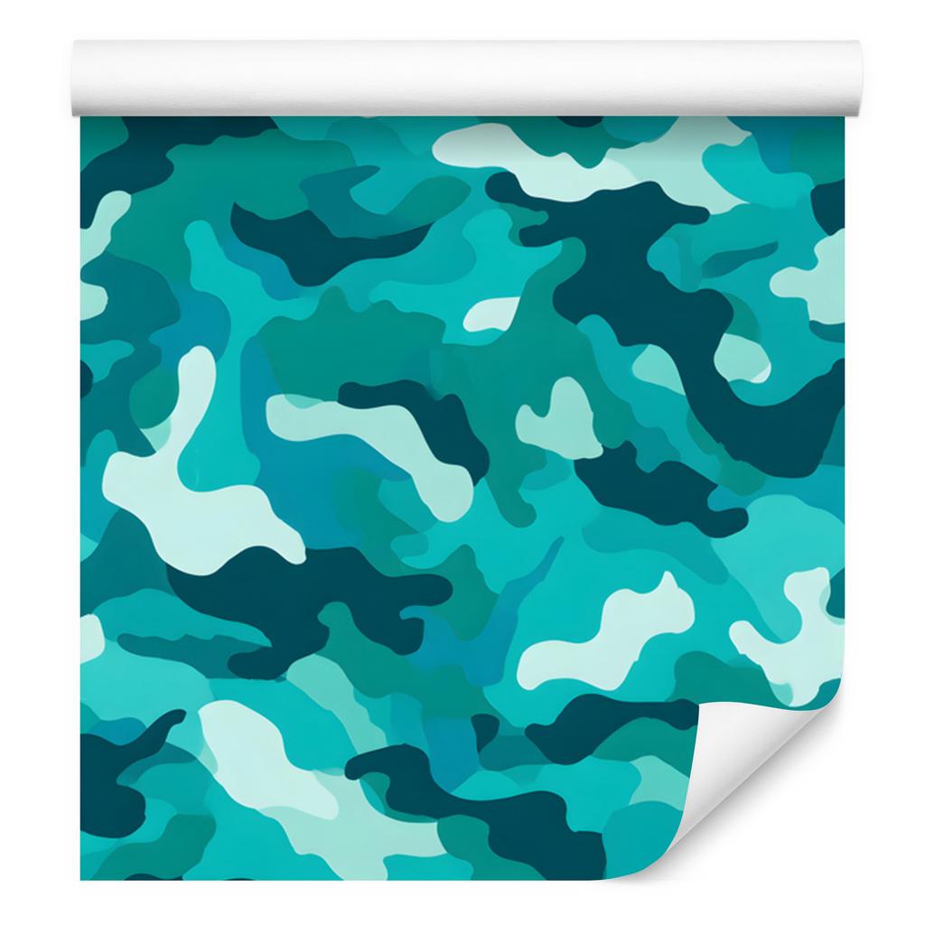 Turquoise and Mint Military Camouflage Wallpaper for Living Room and Bedroom 50x1000
