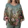 Summer Tops For Women Cute V Neck 3/4 Sleeve Blouses Floral Print Top Casual Shirts
