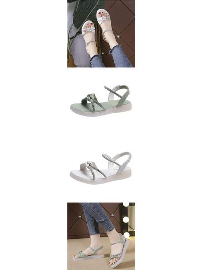 2025 Women's Versatile Korean-Style Rhinestone Flat Sandals with Soft, Non-Slip Sole.