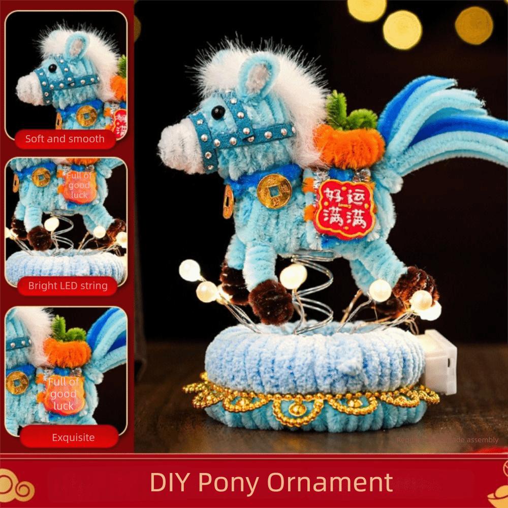 Handmade Horse Ornament Unfinished Cartoon DIY Twister Stick DIY Material Kit Cute Horse Twister Stick New Year
