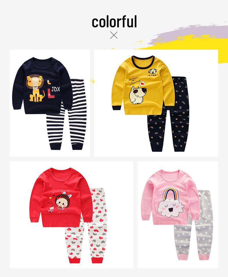 Pure Cotton Flannel Autumn/Winter Girls' Round Neck Underwear Set