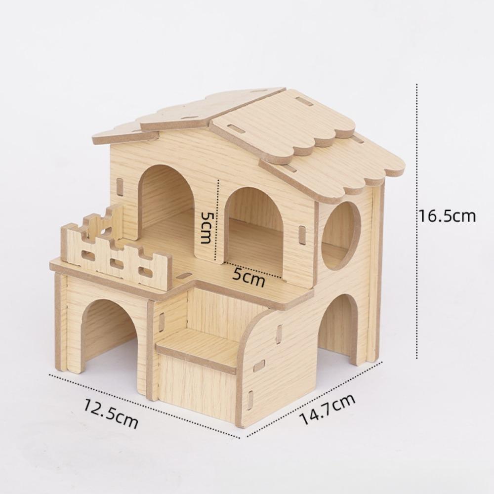 Durable Hamster House Natural Wooden Small Pets Hideaway New Hamster Hide Villa for Chinchilla