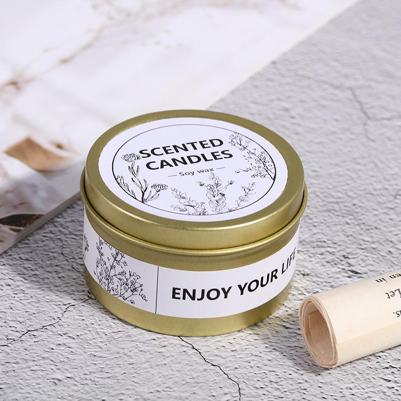 Creative New Golden Iron Can Aromatherapy Candles for Household Ins Soy Wax Essential Oil Fragrance Candle Souvenir