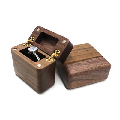 Tragbare Ringbox Ring für Etui für Antrag Hochzeitszeremonie Walnussholz Schmuckringhalter für Etui für Diamantring