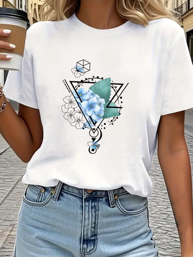 (Asian Size) Tee Top sweet letter style trend Print Women Woman Fashion Clothing Short Sleeve T Shirt  Female Graphic T-shirts