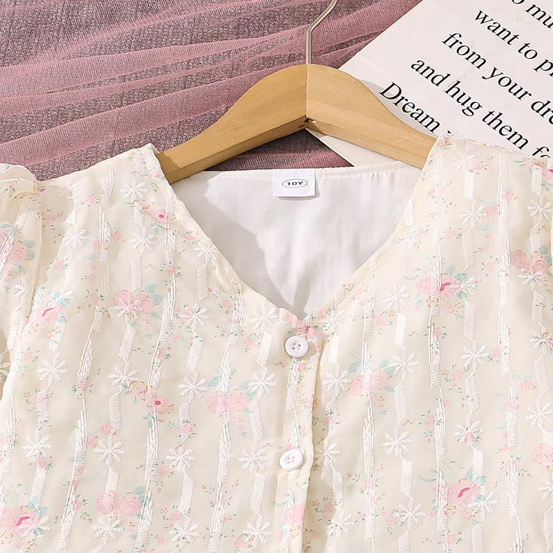 Girls' Outfit Children's Spring/Autumn New Style V-Neck Long-Sleeved Top + Casual Trousers