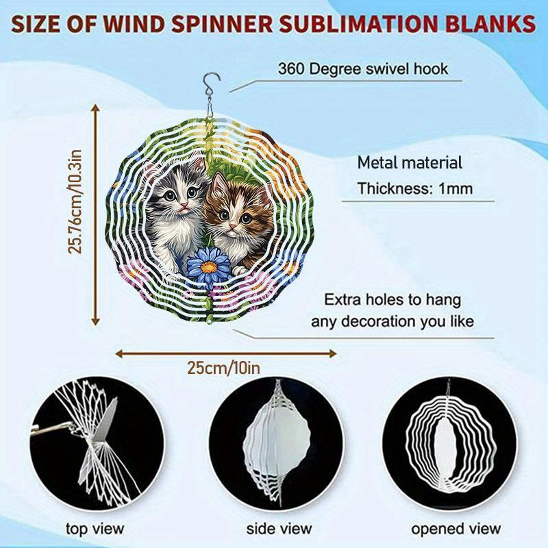 Verspieltes Kätzchen Windspiel Außengartendekor 2D Kinetische Anhänger Lebhaft Bunt Langlebiges Metall Hängend Drehend Geschenk für Frauen Mütter
