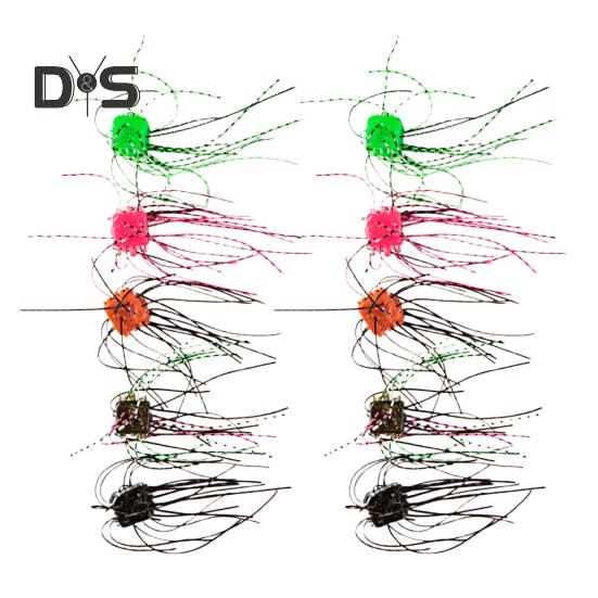 10 Pz 1.4CM/4G Esche Morbide a Dadi con Gonnellino Affondamento Lento Colorate PVC Artificiali Esche a Dadi Accessori per Pesca Acqua Dolce Acqua Salata Spigola Pesce Gatto