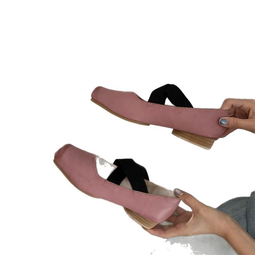 French Mary Jane shoes ballet shoes with skirt retro single shoes pig nose square head small leather shoes low heel fairy shoes