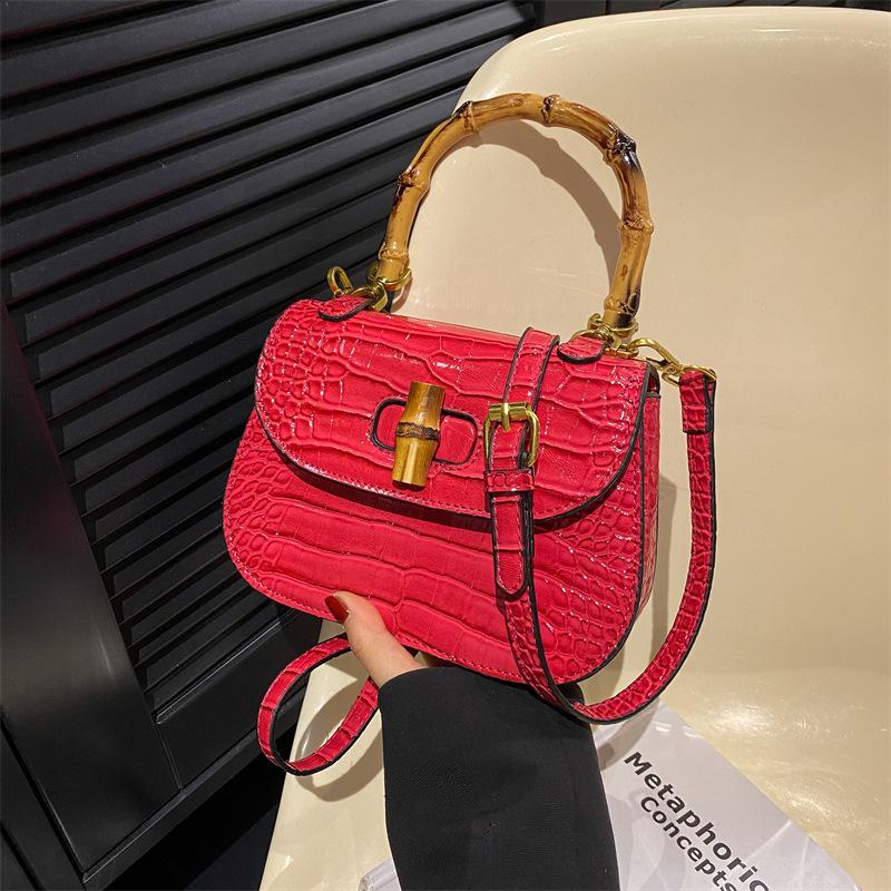 Bamboo bag women's new retro shoulder saddle bag premium texture niche simple messenger bag