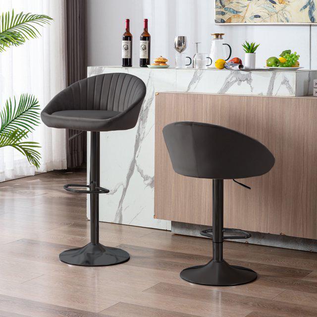 STILLO bar stool, gray, Velvet fabric