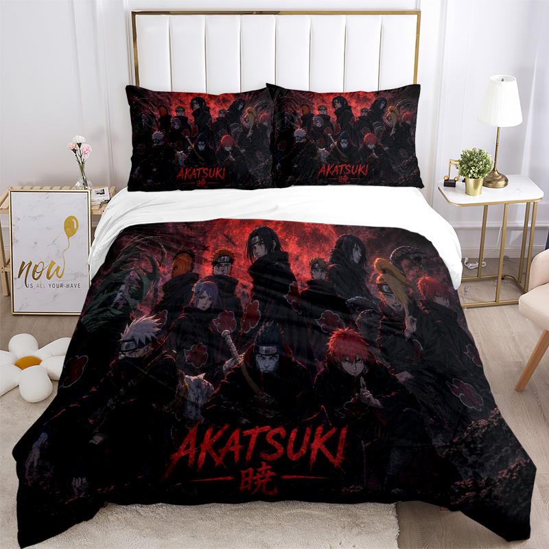 Akatsuki Group Bedding 3 Piece Set HD Print Duvet Cover Pillowcases for Teens Adult Bedroom Decoration Christmas Gift
