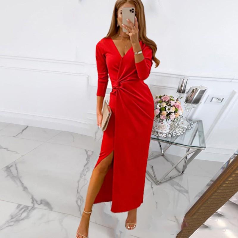 Spring Solid Color Chest Wrapped Long Skirt Temperament Commuting Dress For Women