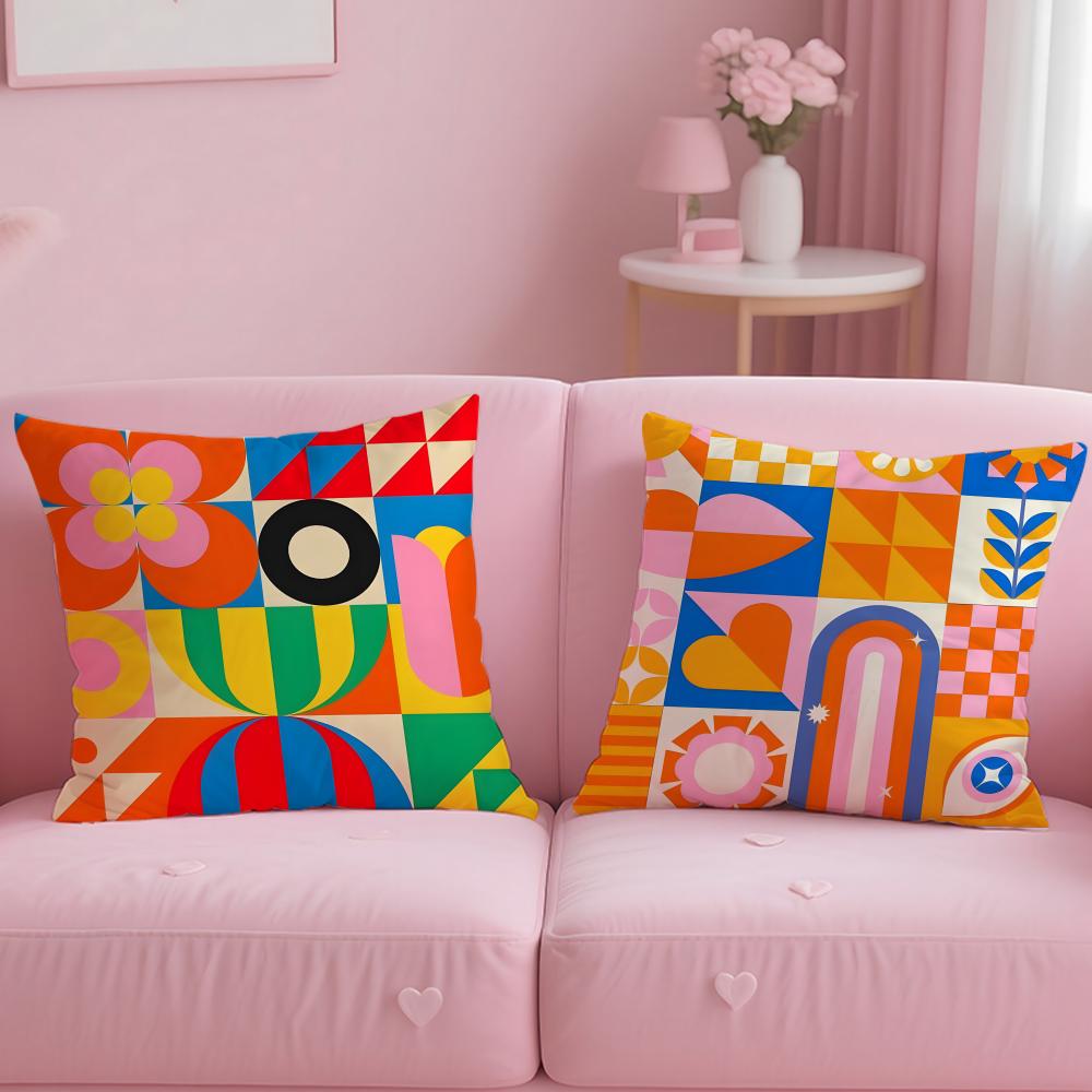 Geometric Patterns Cushion Cover Soft Short Plush Double-Sided Printing Home Decor Machine Washable Pillow Case Gift