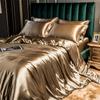 Solid Rayon Silk Bedding Set with Duvet Cover Bed Sheet Pillowcases Luxury King Single Double Couple Satin Pillow Case Bedsheet