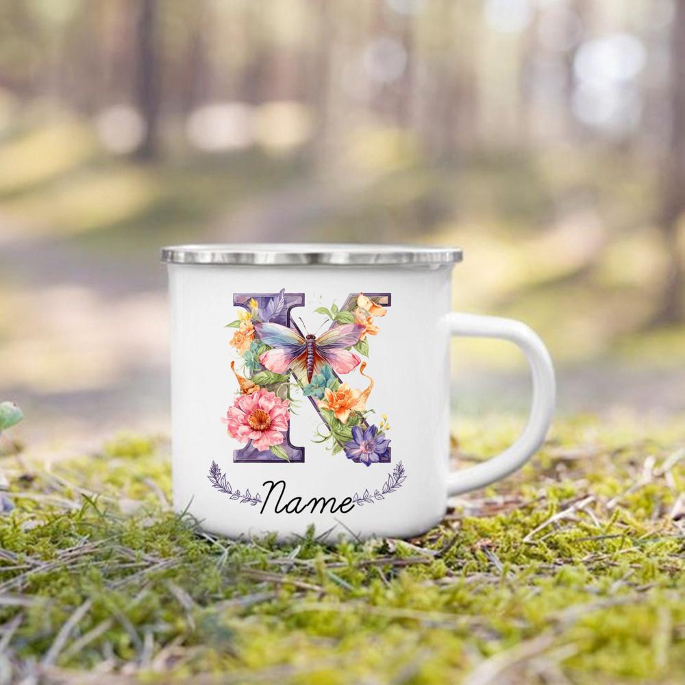 Personalisierte Tasse Floraler Initialen Name Tasse Individuelle Kaffee Heißschokolade Tassen Hochzeit Geburtstag Muttertag Weihnachten Geschenke für Sie