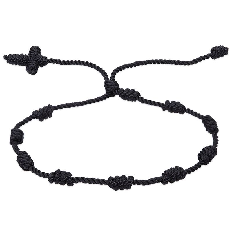 10 Knots Red Black String Bracelet for Woman Men Lucky Amulet Handmade Rope Bracelets Friendship Couple Wristband