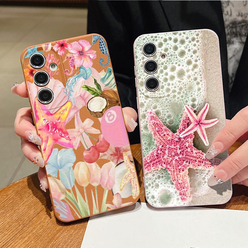 Starry Sea Dolphin Adventure Case For Samsung S26 S25 S24 Ultra S23 S22 S21 FE A15 A16 A17 A35 A36 A37 A54 A55 A56 A57 5G Leather Texture Cover