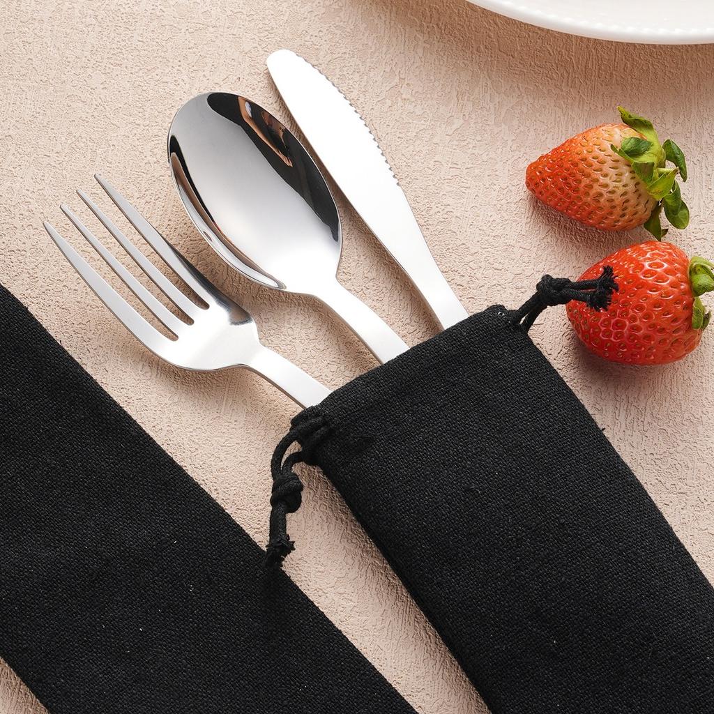 3pcs/set Outdoor Portable Stainless Steel Tableware Knife Utensil Spoon Set Spoon Fork Knife Dinnerware Camping Cooking Flatware