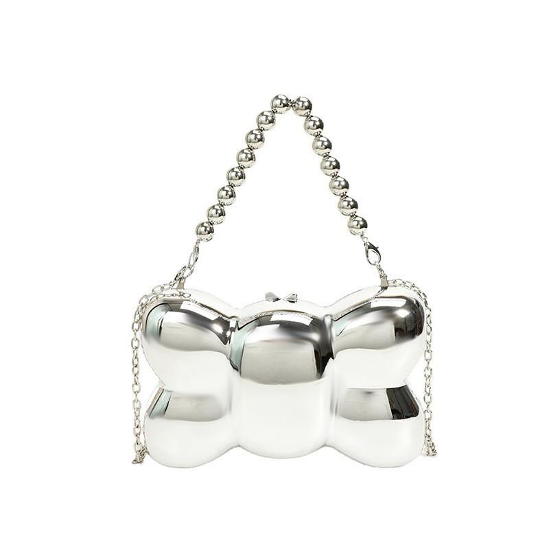 

Small Bag Women s Fashion Box Chain Cross-body Cute Butterfly Design Acrylic Mobile Phone серебряный