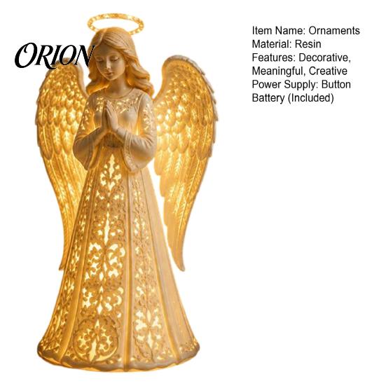 Prayer Angel Statue Decoration Guardian Figurine with Warm LED Light for Christmas Decor, Praying Inspirational Gifts Women Tabletop Night Lamp