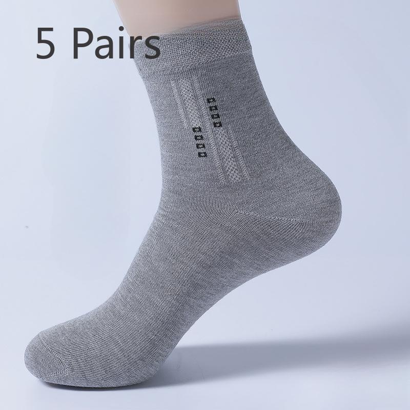 

5 Pairs of Male Spring and Autumn All Kinds of Simple Business Sweat Absorption Breathable Tube Socks 5 Pairs светло-серый