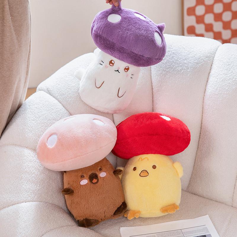 Cute Mushroom Plush Toy Stuffed Animal Doll Pillow Hanging Pendant 32cm Soft Pp Cotton Short Plush Waterfowl Duck Cat Design