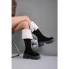 Schuhe für Damen Schnallenriemen Damenstiefel Retro Lässig Kniehoch Damenstiefel Baumwollmund Dicke Sohle Schuhe Damen