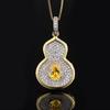 Fashionable Retro Color Treasure Necklace Gourd Pendant Inlaid With Zircon Emerald Collarbone Chain Women's Jewelry High-end