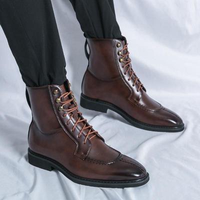 Stile retrò britannico Marrone Stivaletti Chelsea da uomo a punta Scarpe da sera alte Uomo Pelle di alta qualità Stivali di lusso da uomo Taglia 38-46