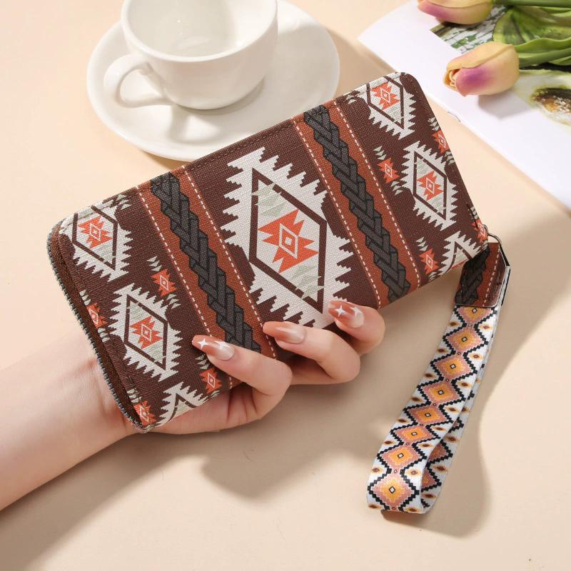 

Women s Boho Long Wallet, Fashion Zipper Around Purse, Casual Trendy Versatile Daily Clutch Wallet коричневий