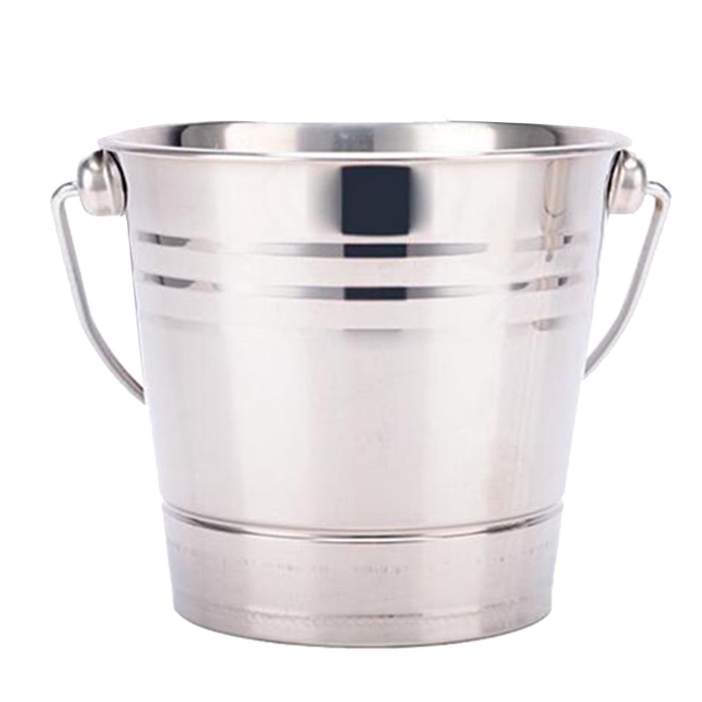 Stainless Steel Champagne Beer Ice Bucket Cooler with Handle for Home Party Bar 1.5L/2L/2.5L