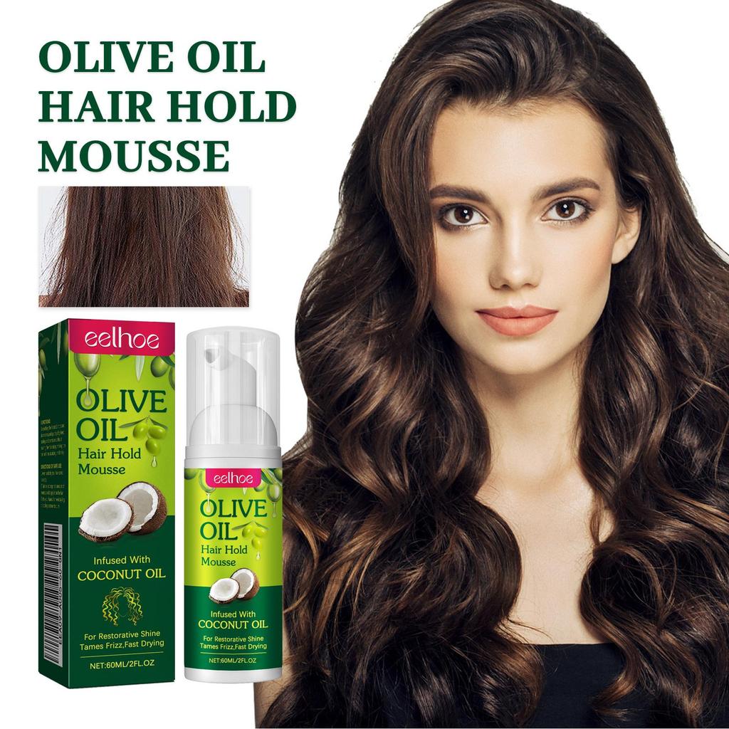 EELHOE Olive Oil Hair Styling Mousse Curl Styling Moisturizing Curl Care Styling Long Lasting Anti-Frizz Mousse