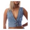 Levis Womens/Ladies Raine Denim Low Plunge Sleeveless Crop Top