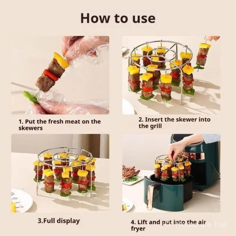Air Fryer Special Grill Round Hanging Skewers Rack Home Kitchen Outdoor Stainless Steel Grill