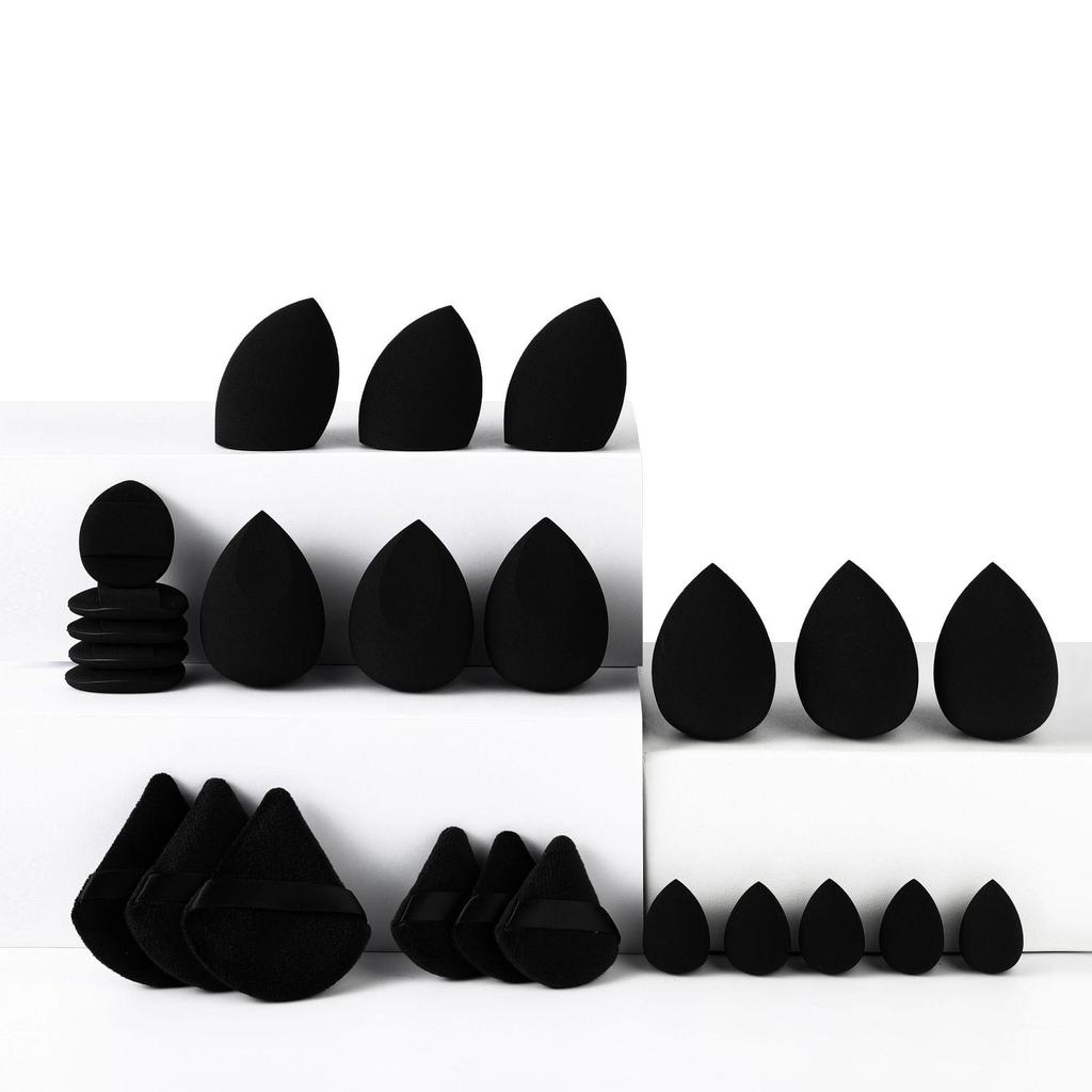 Multi-piece Powder Puff Set: Includes Beauty Blender, Thumb Puff, Mini Puff, and Cotton Puff In 5/14/19/25/34-piece Options.